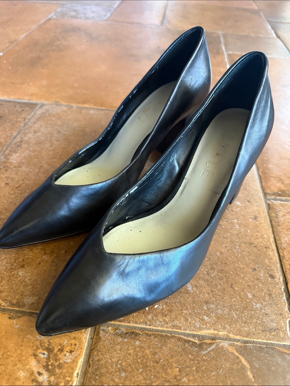 1.State Chunky Heel Pointed Top Pumps,Cleavage Toe